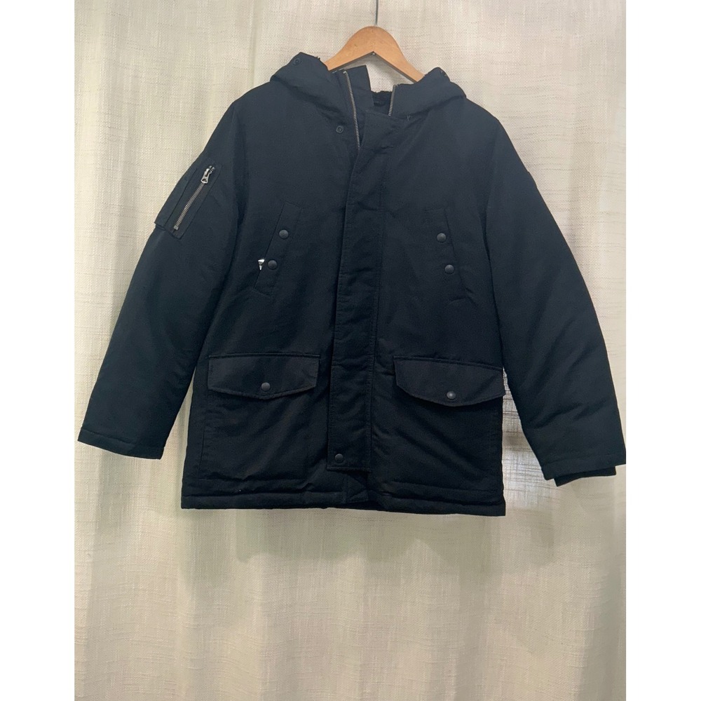 Polo Ralph Lauren Boys L 14-16 Black Down Parka Jacket Utility Coat Heavy Winter